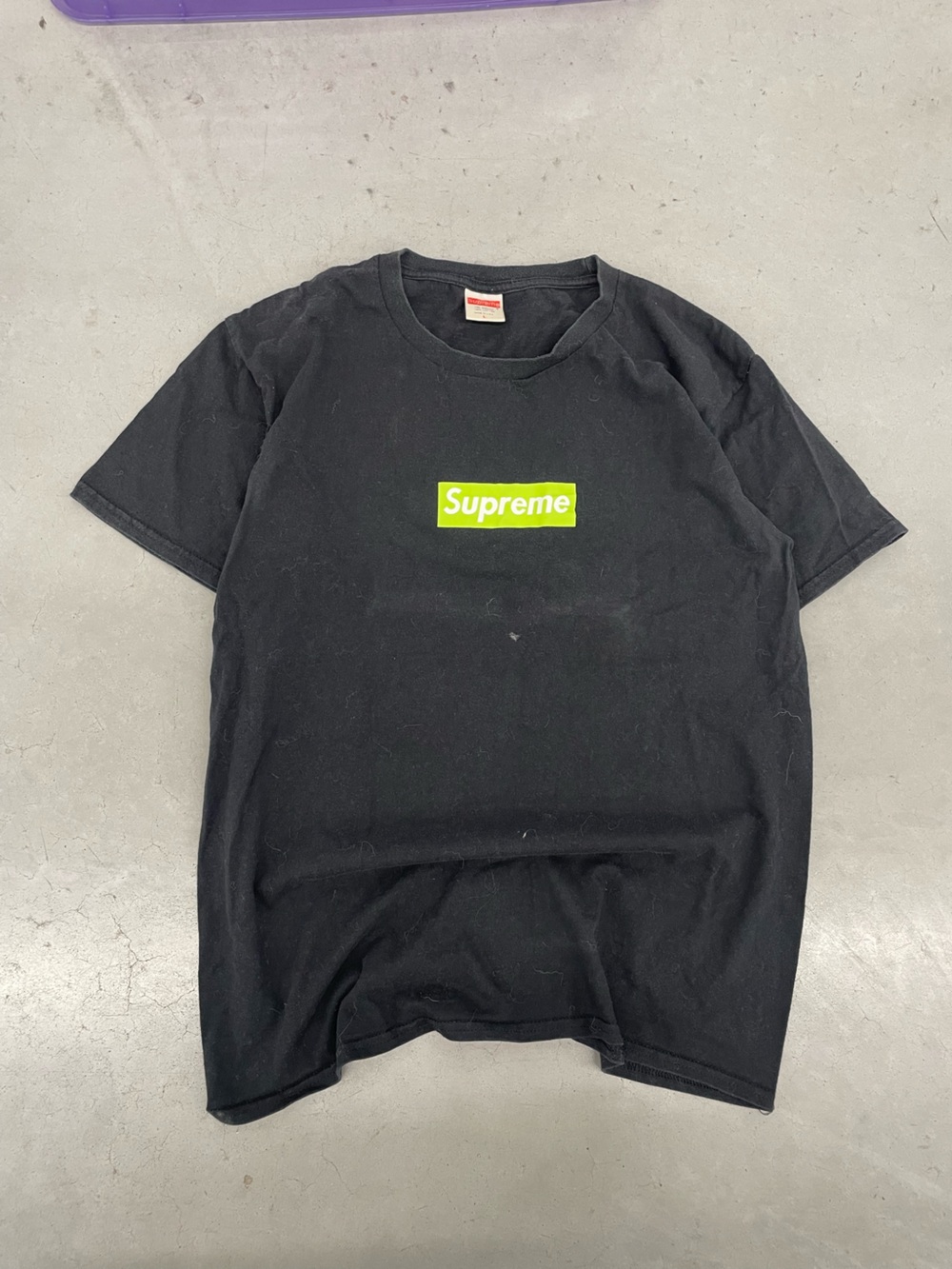 Supreme Black Tee with Lime Green Box Logo